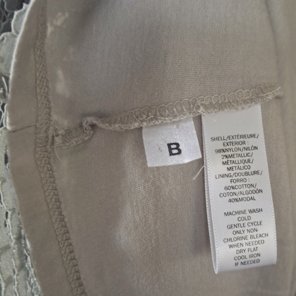 LOFT Lined Lace Overlay Shell Tank Blouse Taupe Gray with Silver accents sz S - Picture 3 of 5